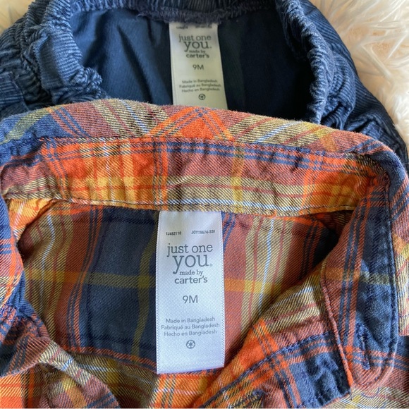 Carter’s Plaid Onesie and Corduroy Pants Fall Outfit 9 months - Picture 6 of 6